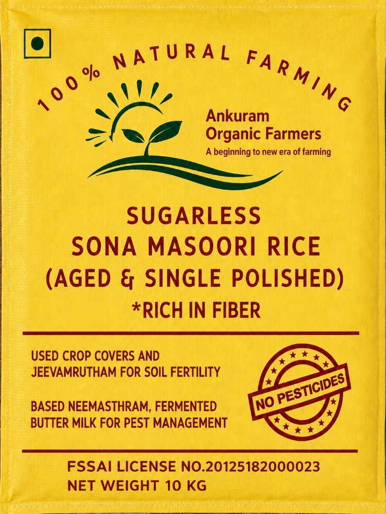 Product : Ankuram Organic Farmers - Sugarless Sona Masoori Rice aged and single polished