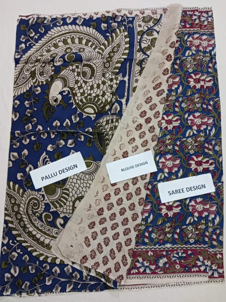 Product : KALAMKARI CHENNUR SILK SAREES WITH BLOUSE -- KCSS0007