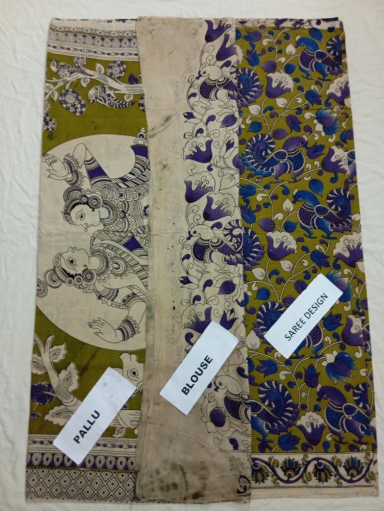 Product : KALAMKARI COTTON SAREES WITH BLOUSE -- KCS0007