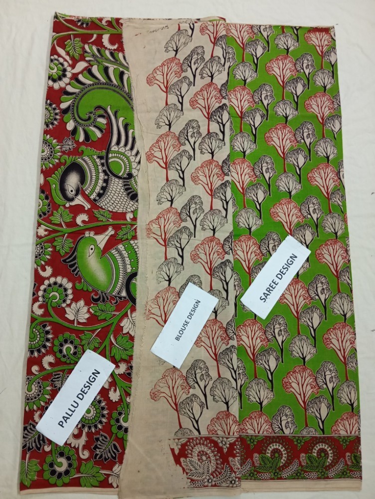 Product : KALAMKARI COTTON SAREES WITH BLOUSE -- KCS0017