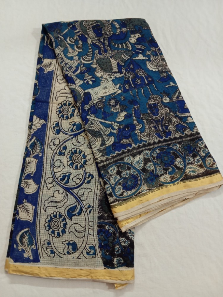 Product : KALAMKARI KOTA COTTON JARI BORDER SAREES WITH BLOUSE -- KKCJS0024