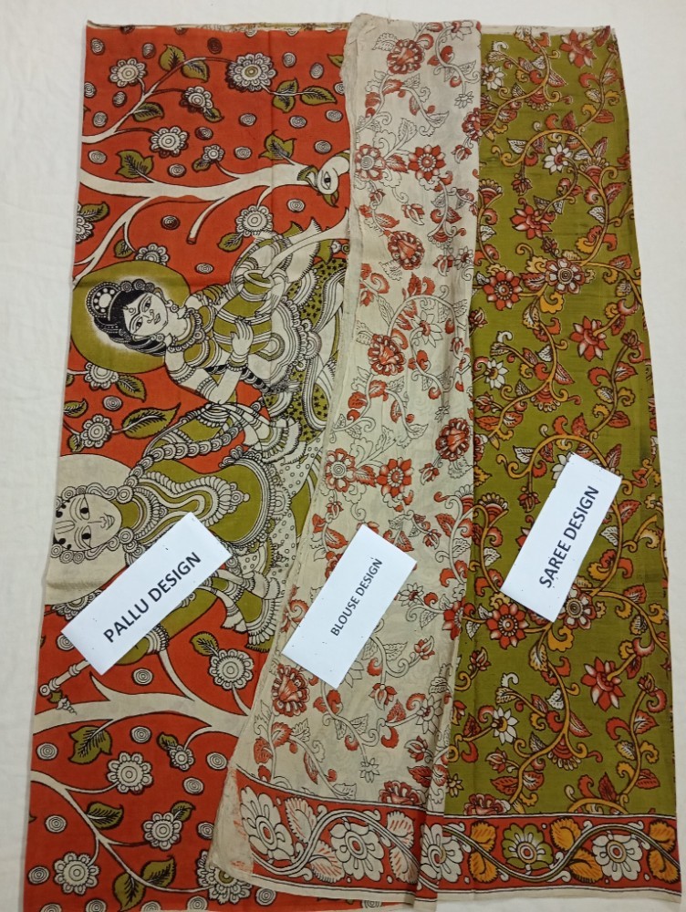 Product : KALAMKARI CHENNUR SILK SAREES WITH BLOUSE -- KCSS0018