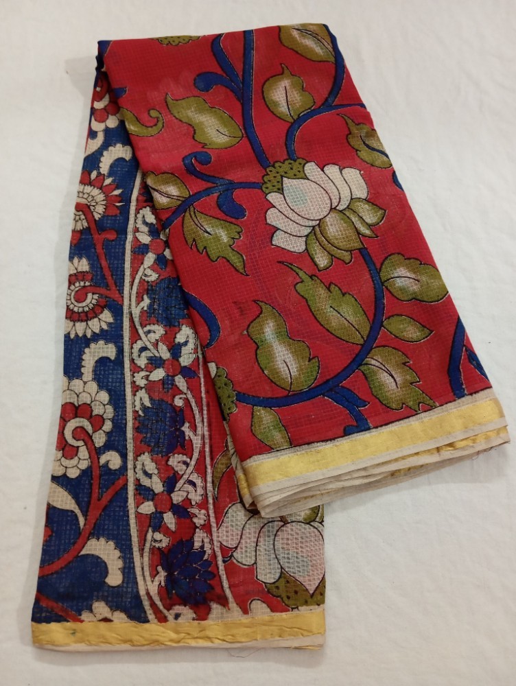 Product : KALAMKARI KOTA COTTON JARI BORDER SAREES WITH BLOUSE -- KKCJS0015