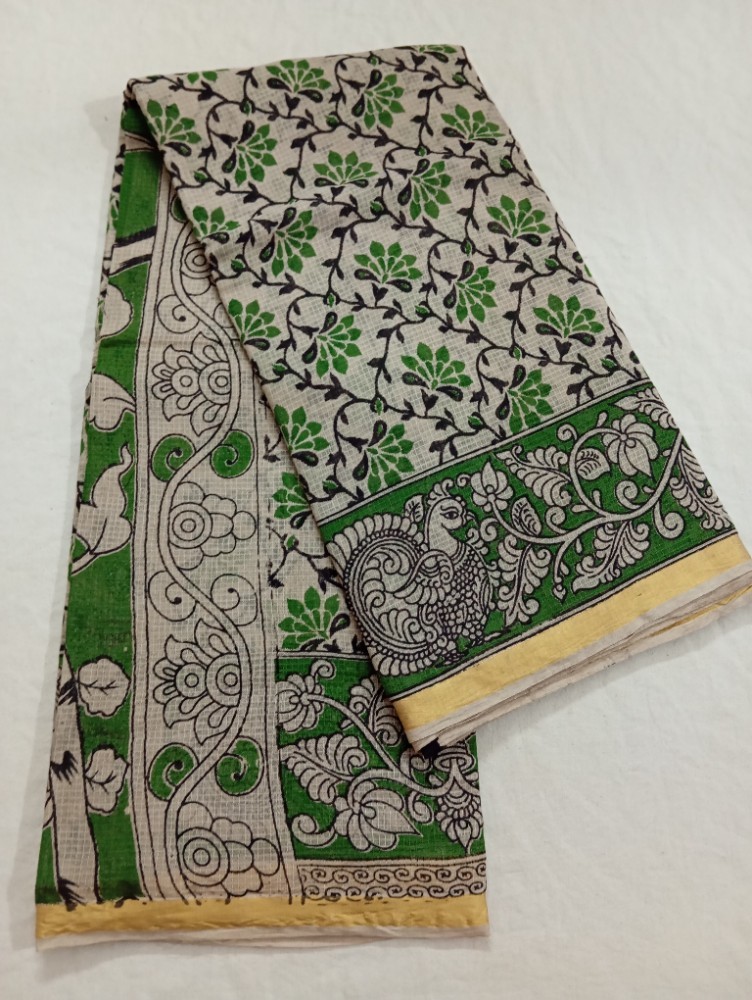 Product : KALAMKARI KOTA COTTON JARI BORDER SAREES WITH BLOUSE -- KKCJS0013