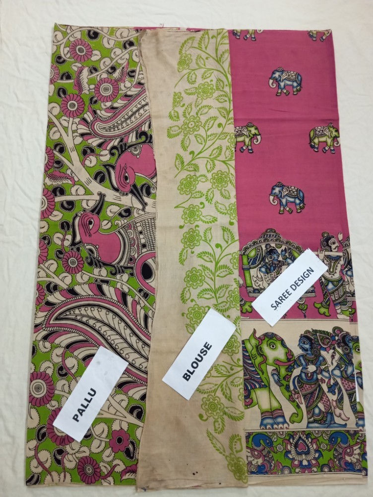 Product : KALAMKARI COTTON SAREES WITH BLOUSE -- KCS0020