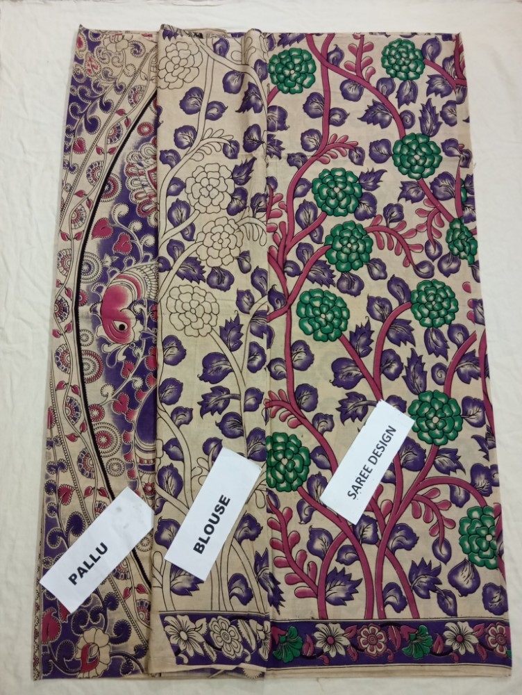 Product : KALAMKARI COTTON SAREES WITH BLOUSE -- KCS0004