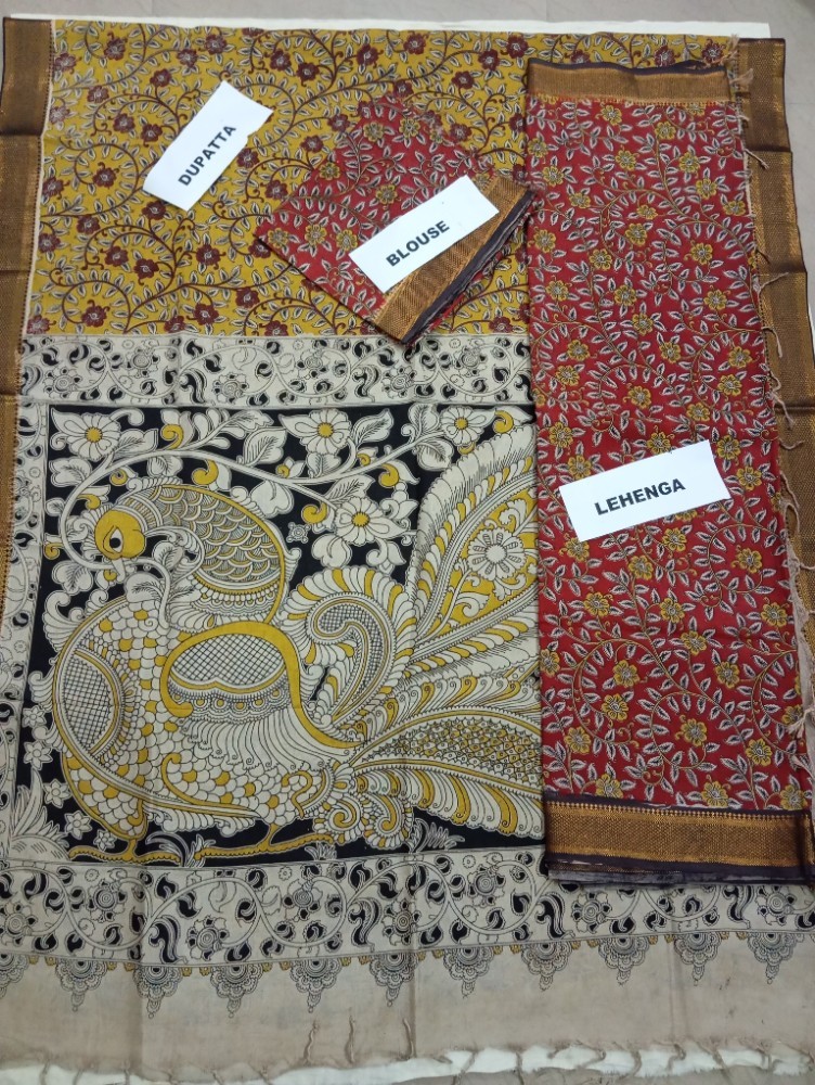 Product : KALAMKARI NELLORE SILK LEHENGA SETS -- KNSLS0007