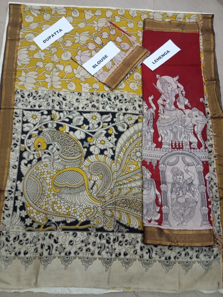 Product : KALAMKARI NELLORE SILK LEHENGA SETS -- KNSLS0009