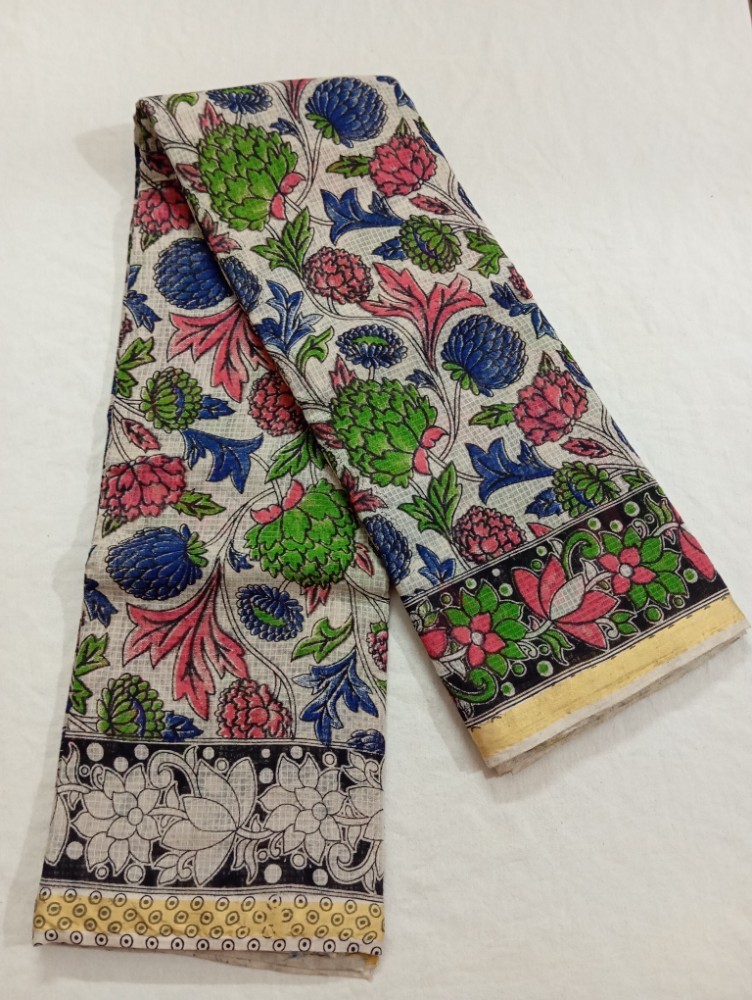 Product : KALAMKARI KOTA COTTON JARI BORDER SAREES WITH BLOUSE -- KKCJS0007