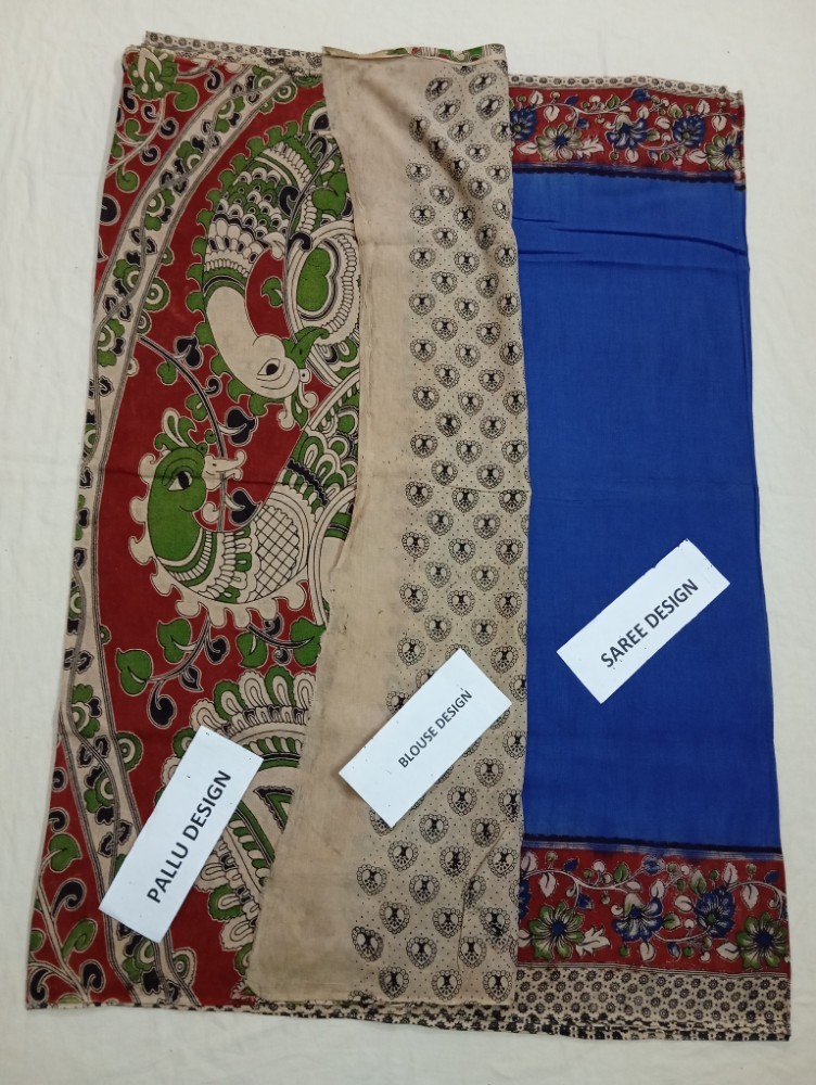 Product : KALAMKARI COTTON DYEING SAREES WITH BLOUSE-- KCDS0003