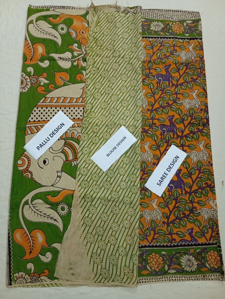 Product : KALAMKARI CHENNUR SILK SAREES WITH BLOUSE -- KCSS0026