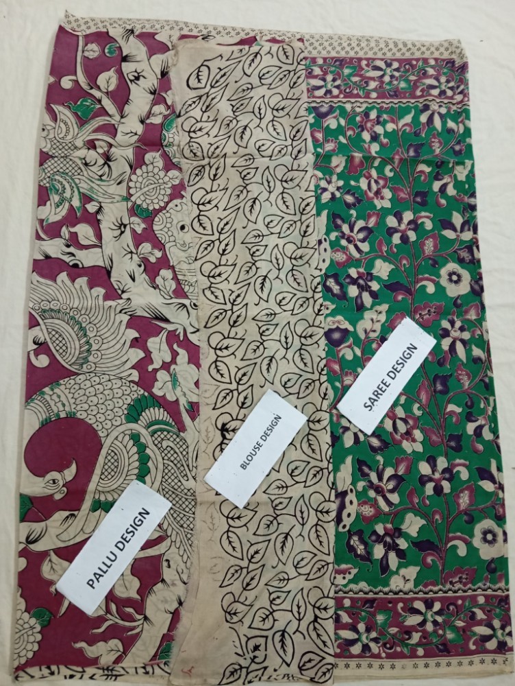 Product : KALAMKARI CHENNUR SILK SAREES WITH BLOUSE -- KCSS0014