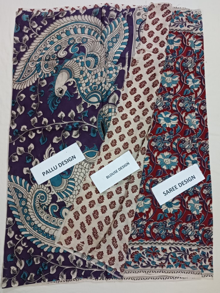 Product : KALAMKARI CHENNUR SILK SAREES WITH BLOUSE -- KCSS0021