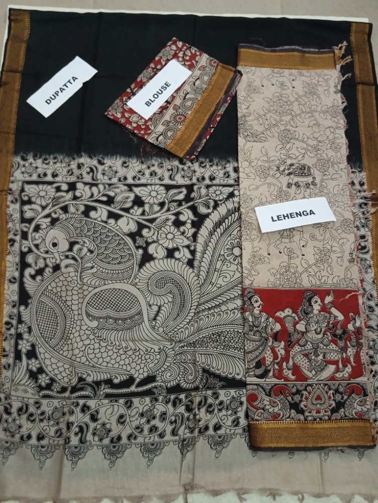 Product : KALAMKARI NELLORE SILK LEHENGA SETS -- KNSLS0006