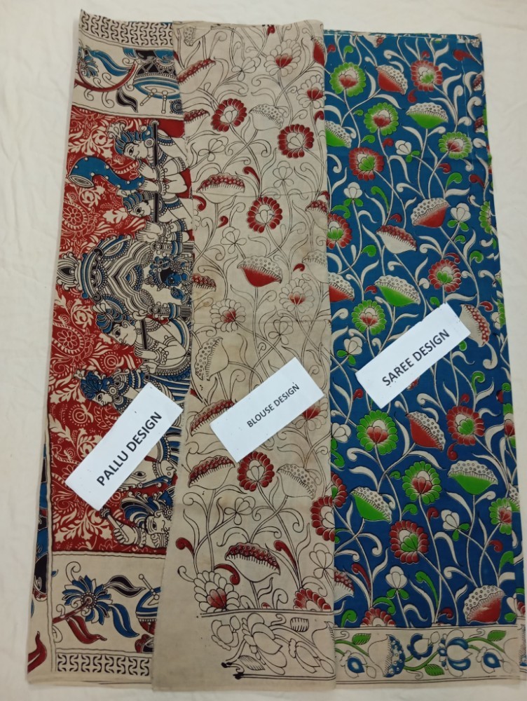 Product : KALAMKARI COTTON SAREES WITH BLOUSE -- KCS0005