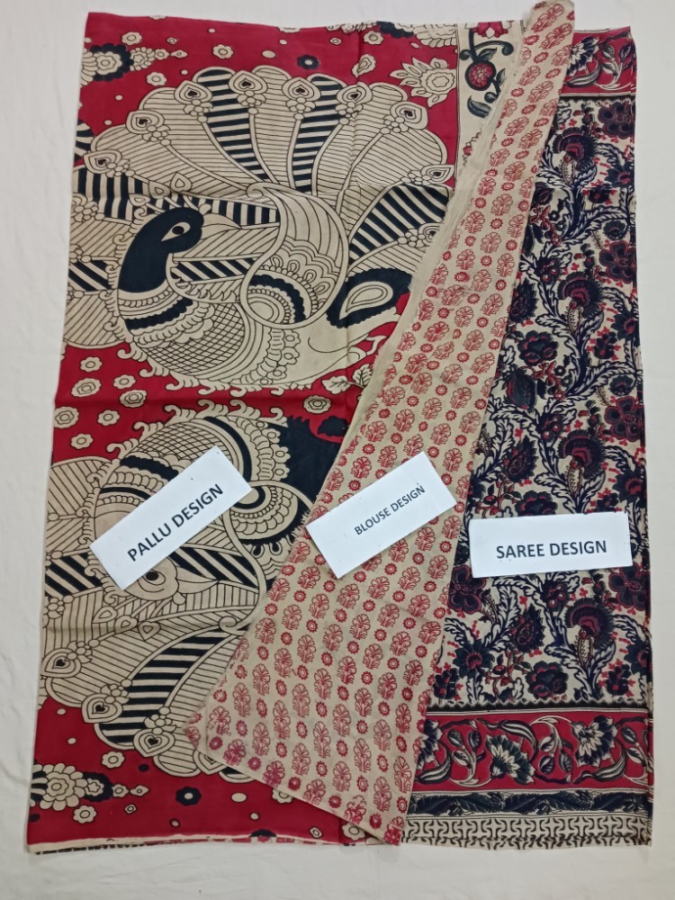Product : KALAMKARI CHENNUR SILK SAREES WITH BLOUSE -- KCSS0003