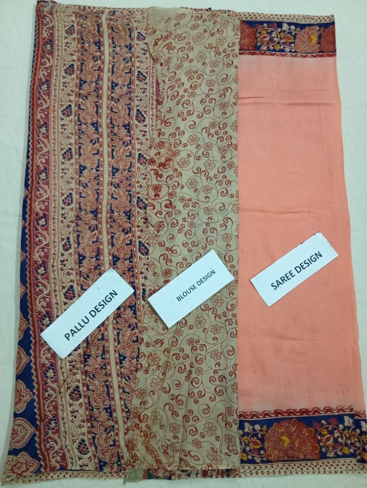 Product : KALAMKARI COTTON DYEING SAREES WITH BLOUSE-- KCDS0004