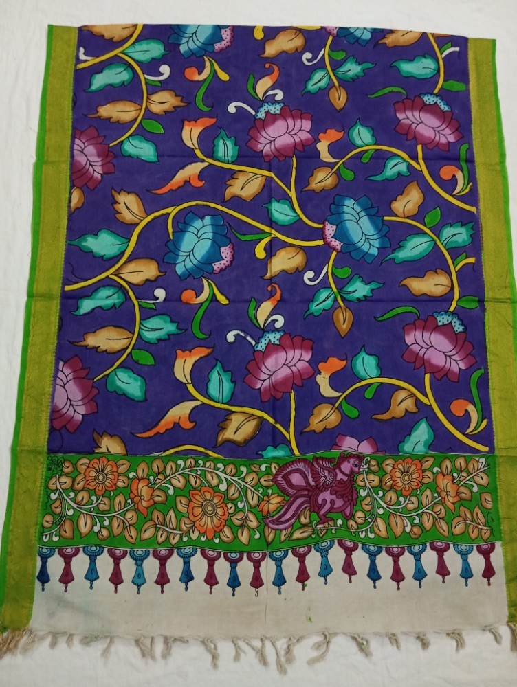 Product : PEN KALAMKARI NELLORE SILK DUPATTA -- PKNSD0016