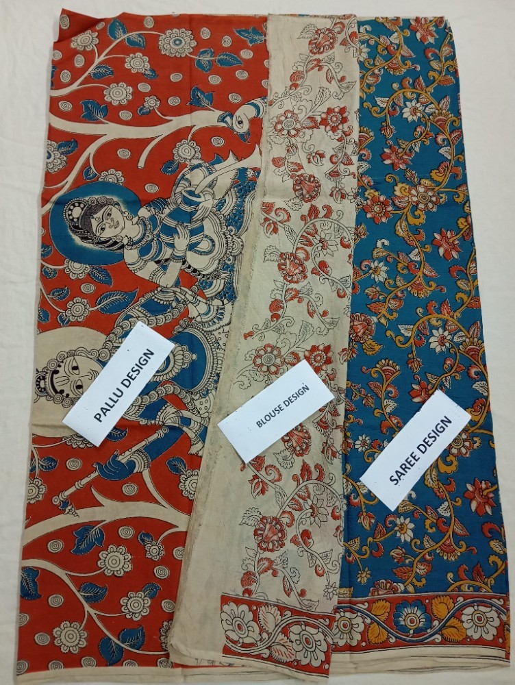 Product : KALAMKARI CHENNUR SILK SAREES WITH BLOUSE -- KCSS0025