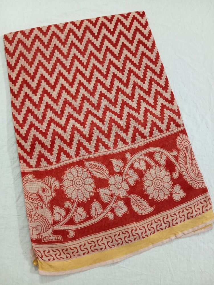 Product : KALAMKARI KOTA COTTON JARI BORDER SAREES WITH BLOUSE -- KKCJS0029