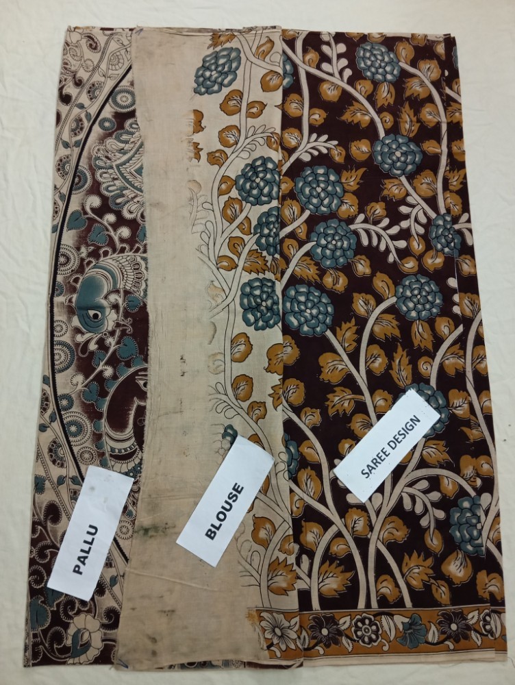 Product : KALAMKARI COTTON SAREES WITH BLOUSE -- KCS0024