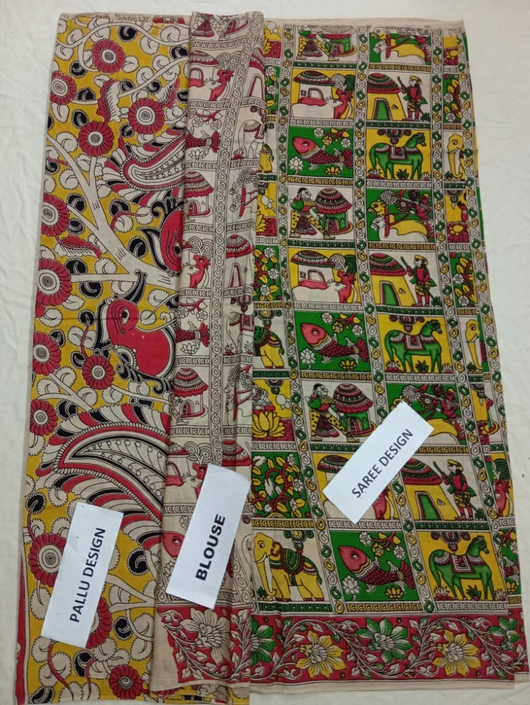 Product : KALAMKARI COTTON SAREES WITH BLOUSE -- KCS0016