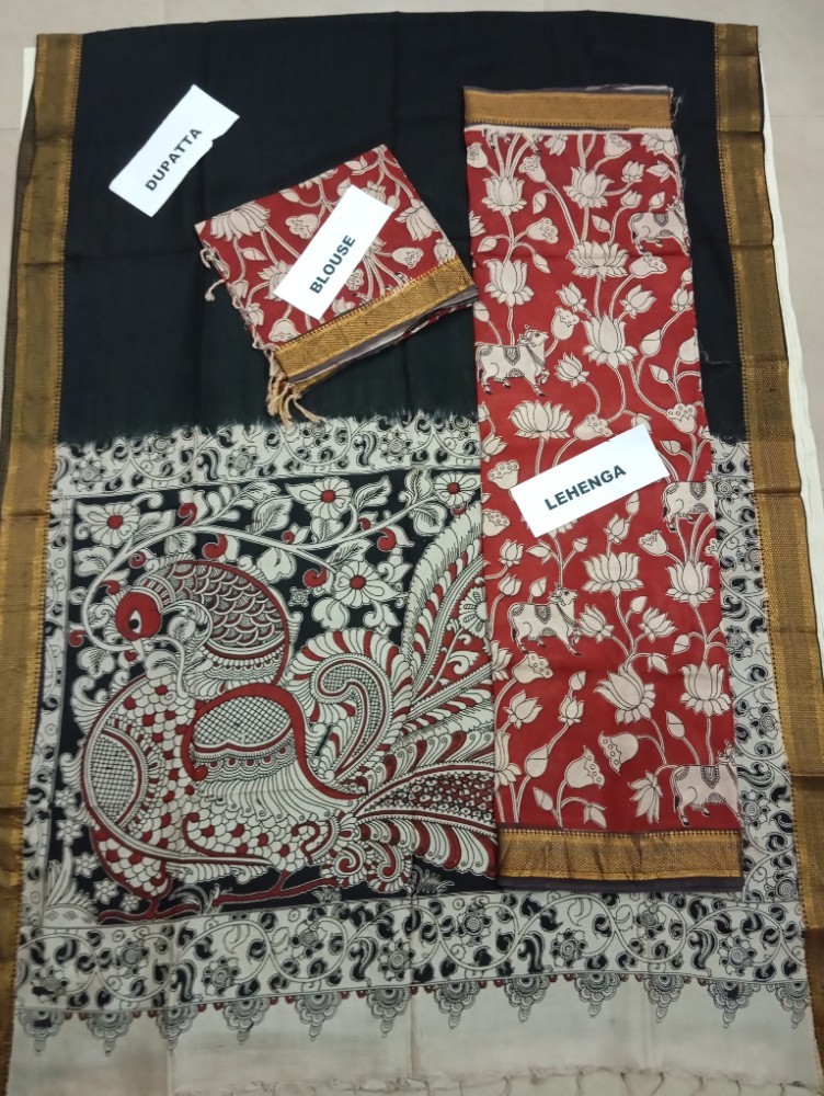 Product : KALAMKARI NELLORE SILK LEHENGA SETS -- KNSLS0013