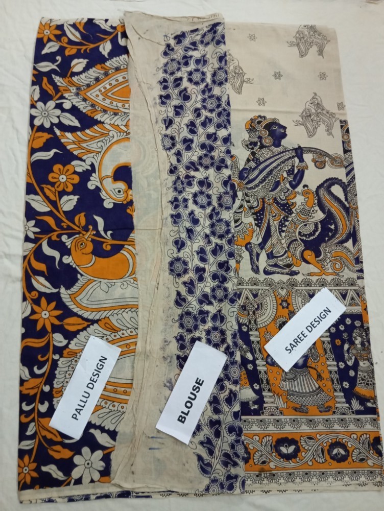 Product : KALAMKARI COTTON SAREES WITH BLOUSE -- KCS0014