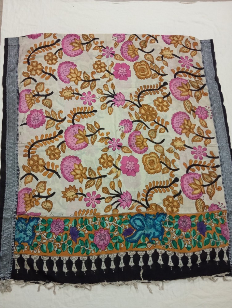 Product : PEN KALAMKARI NELLORE SILK DUPATTA -- PKNSD0011