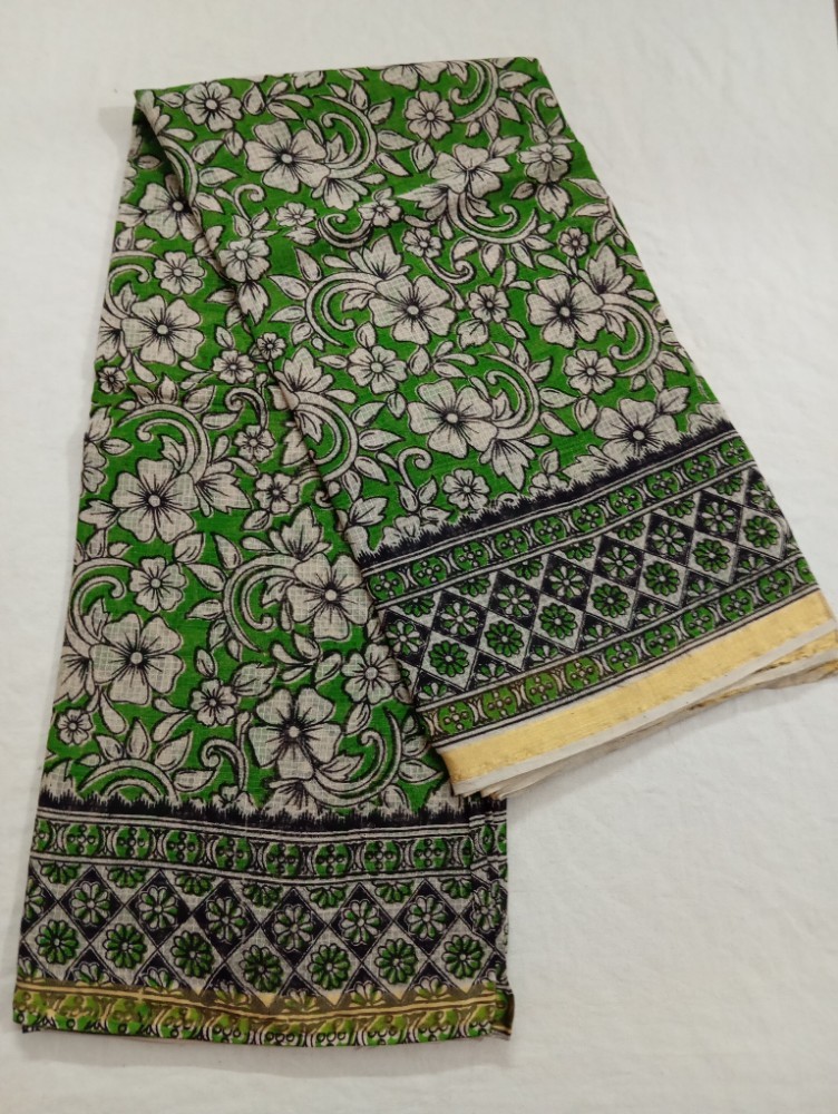 Product : KALAMKARI KOTA COTTON JARI BORDER SAREES WITH BLOUSE -- KKCJS0021