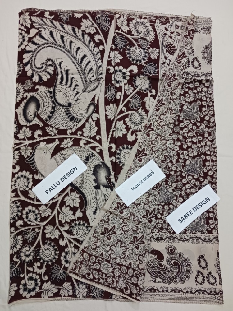 Product : KALAMKARI CHENNUR SILK SAREES WITH BLOUSE -- KCSS0027