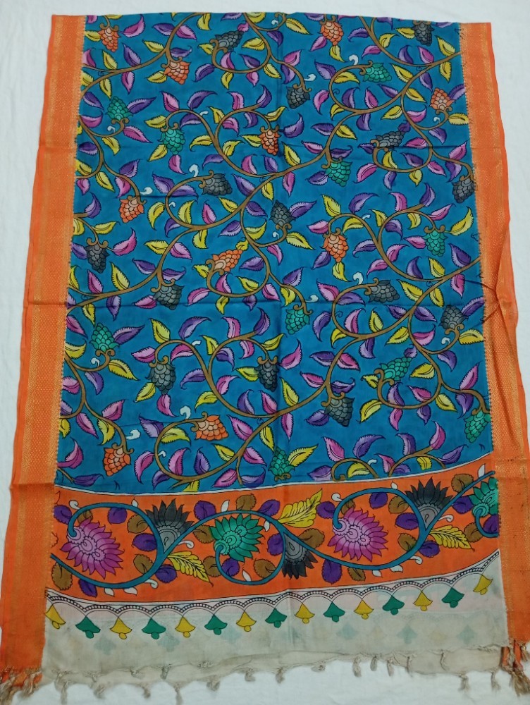 Product : PEN KALAMKARI NELLORE SILK DUPATTA -- PKNSD0002