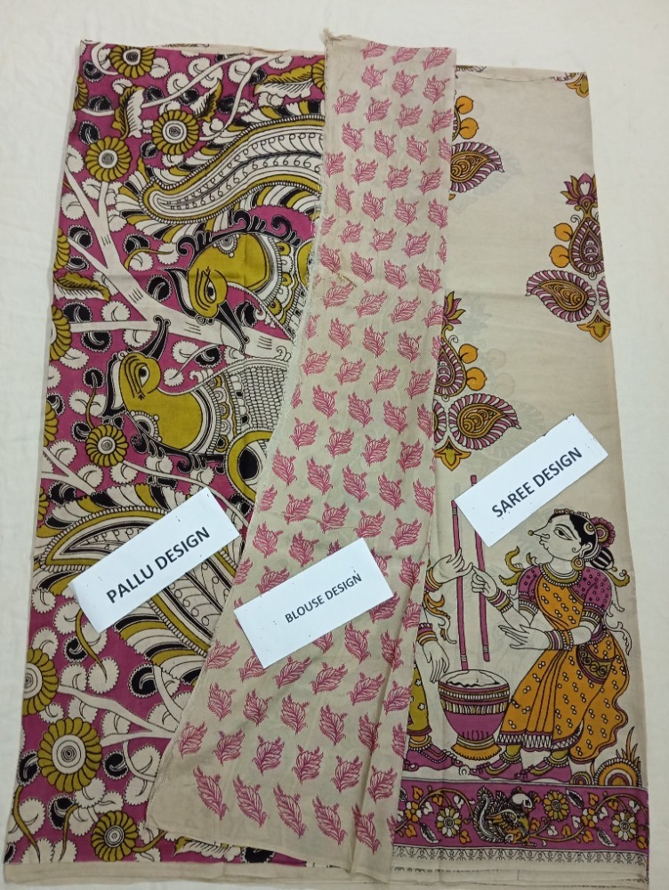 Product : KALAMKARI CHENNUR SILK SAREES WITH BLOUSE -- KCSS0007