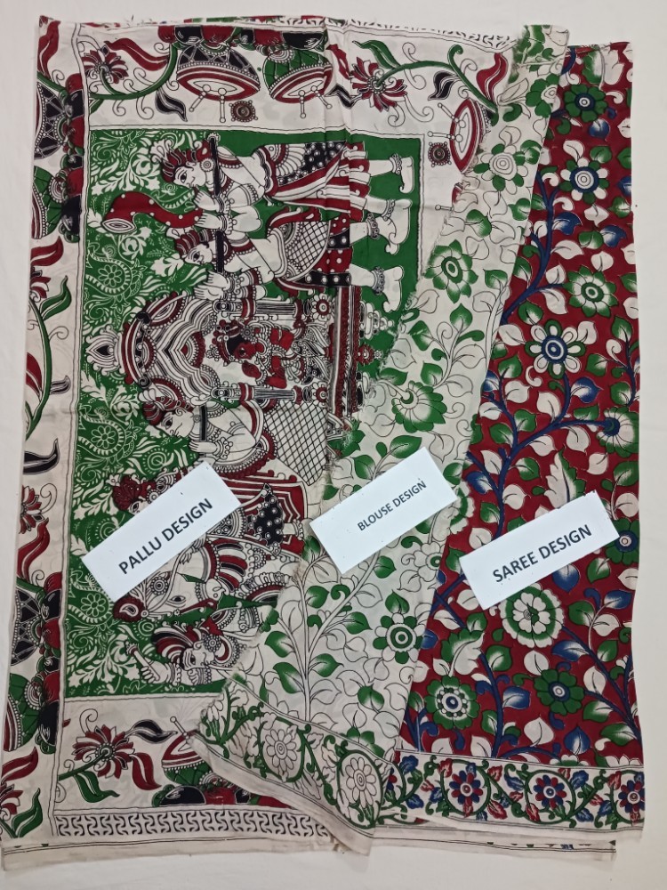 Product : KALAMKARI CHENNUR SILK SAREES WITH BLOUSE -- KCSS0001