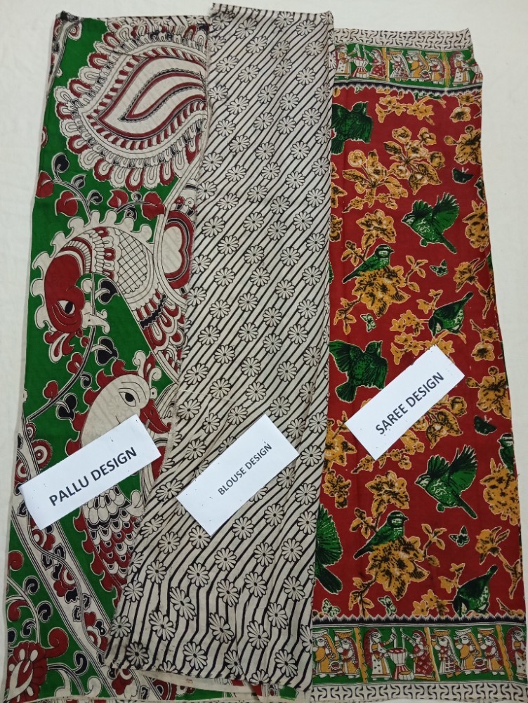 Product : KALAMKARI CHENNUR SILK SAREES WITH BLOUSE -- KCSS0008
