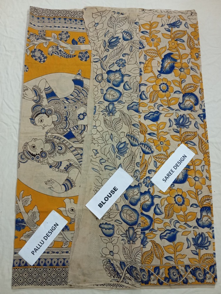 Product : KALAMKARI COTTON SAREES WITH BLOUSE -- KCS0015