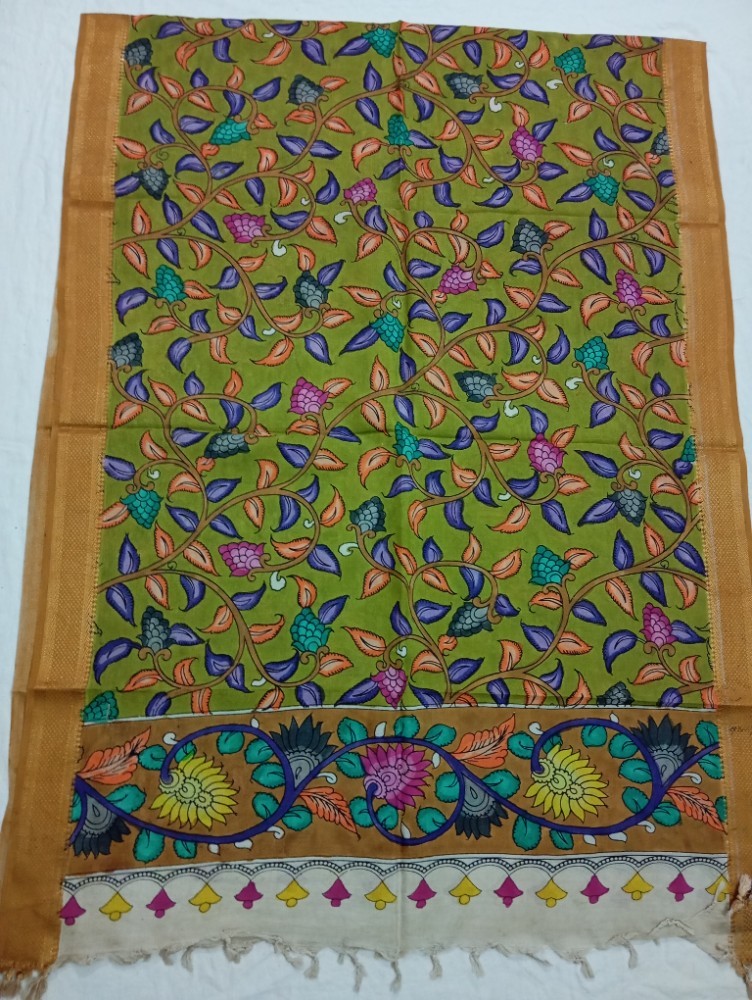 Product : PEN KALAMKARI NELLORE SILK DUPATTA -- PKNSD0005