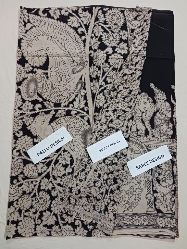 Product : KALAMKARI CHENNUR SILK SAREES WITH BLOUSE -- KCSS0028