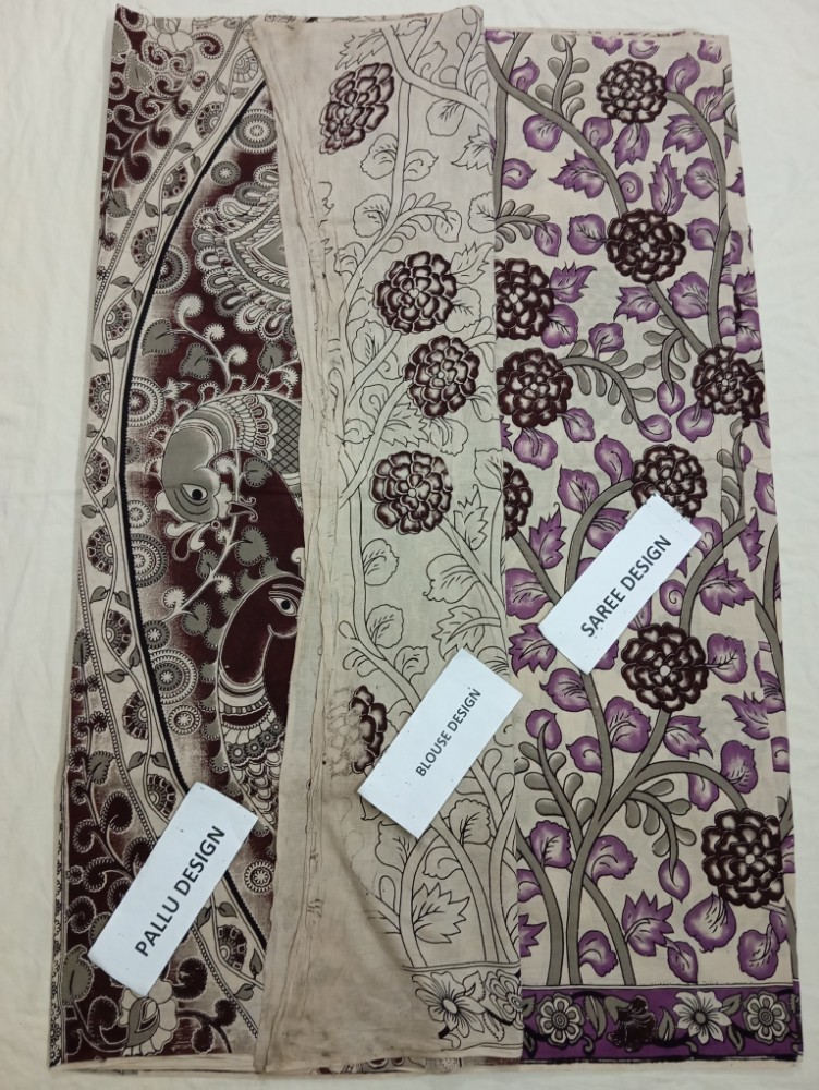 Product : KALAMKARI COTTON SAREES WITH BLOUSE -- KCS0011