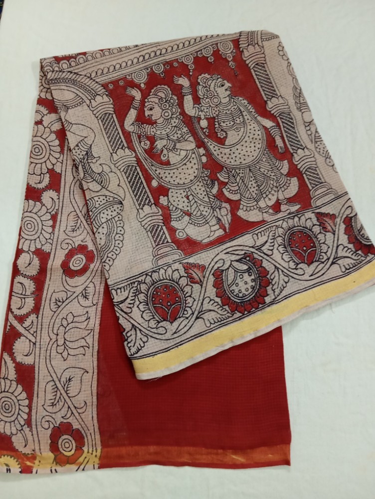 Product : KALAMKARI KOTA COTTON JARI BORDER SAREES WITH BLOUSE -- KKCJS0027