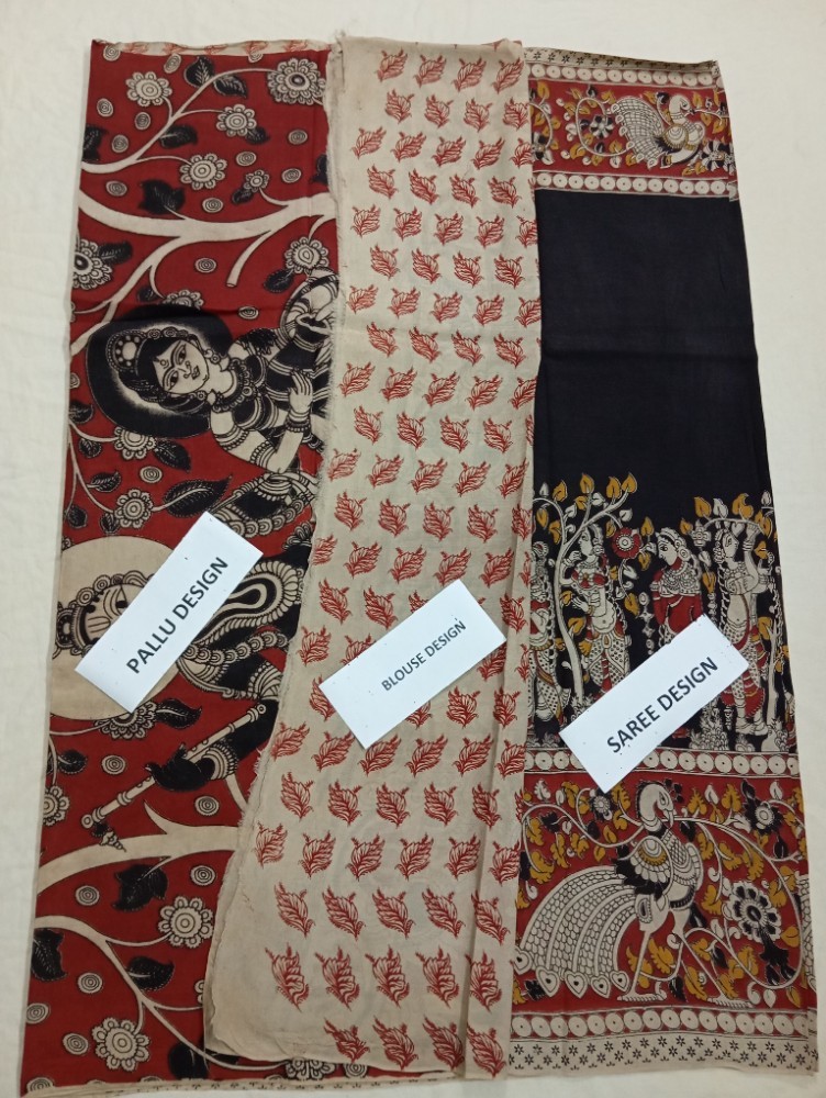 Product : KALAMKARI CHENNUR SILK SAREES WITH BLOUSE -- KCSS0013