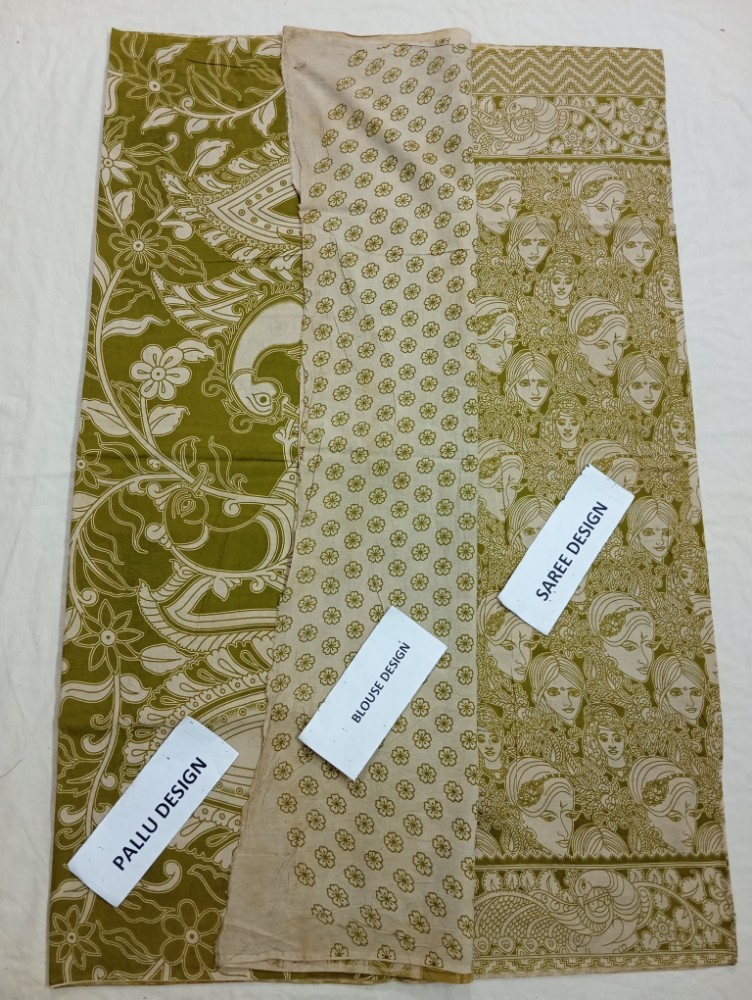 Product : KALAMKARI COTTON SAREES WITH BLOUSE -- KCS0022