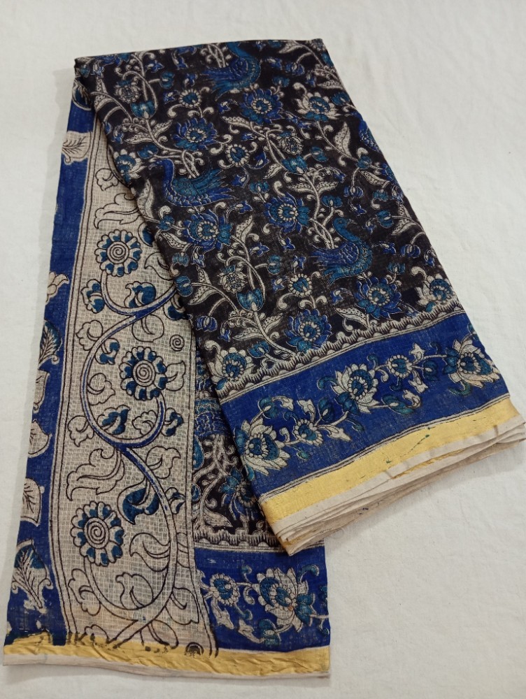 Product : KALAMKARI KOTA COTTON JARI BORDER SAREES WITH BLOUSE -- KKCJS0025