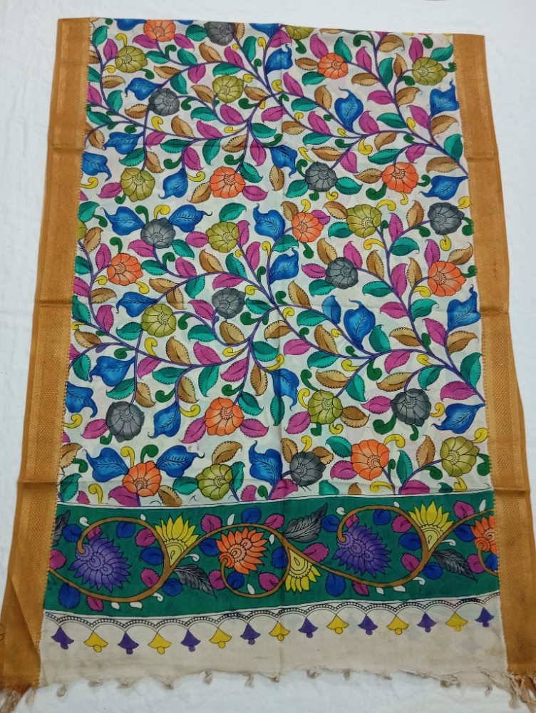 Product : PEN KALAMKARI NELLORE SILK DUPATTA -- PKNSD0006