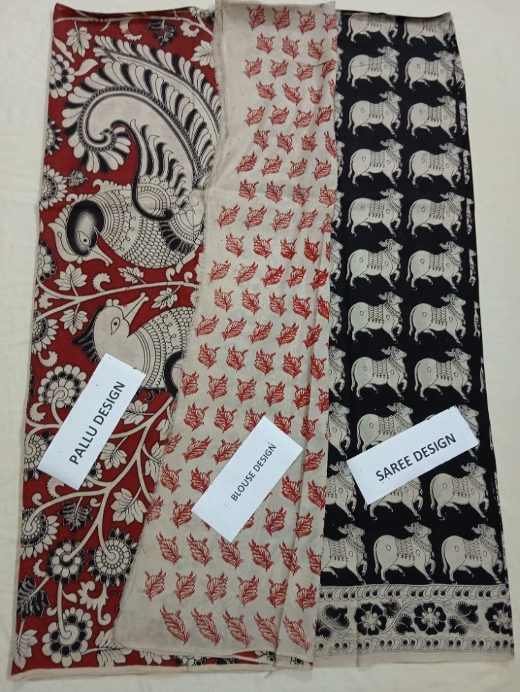 Product : KALAMKARI CHENNUR SILK SAREES WITH BLOUSE -- KCSS0026