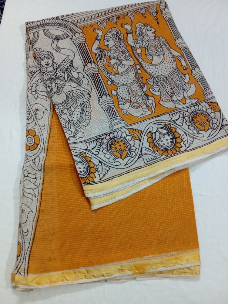 Product : KALAMKARI KOTA COTTON JARI BORDER SAREES WITH BLOUSE -- KKCJS0028