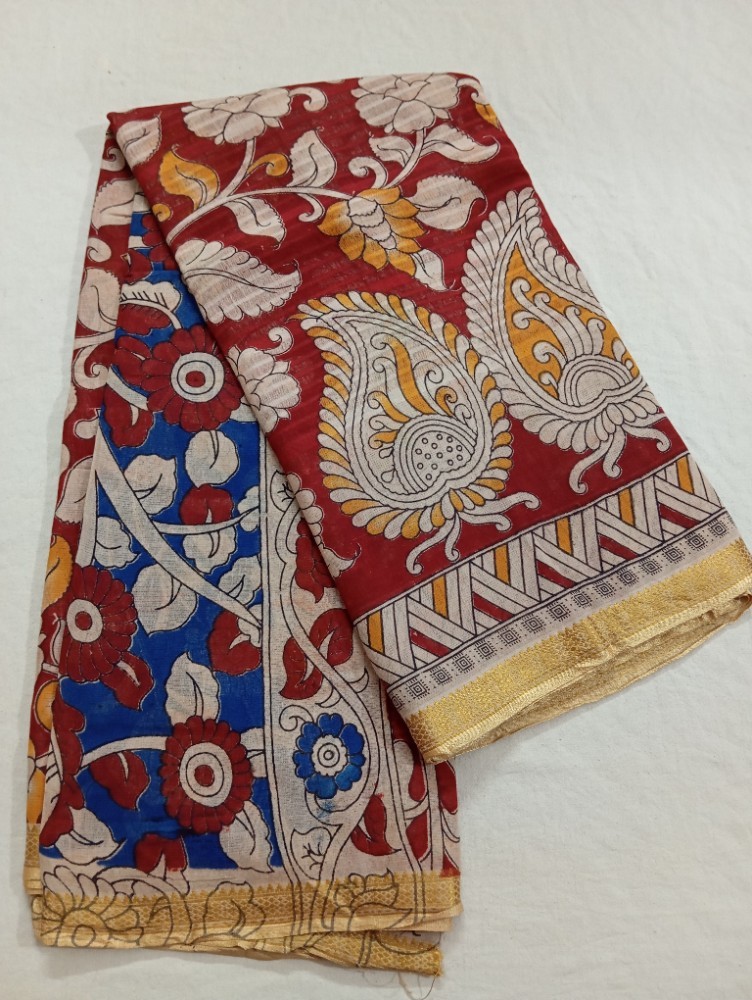 Product : KALAMKARI KOTA COTTON JARI BORDER SAREES WITH BLOUSE -- KKCJS0004