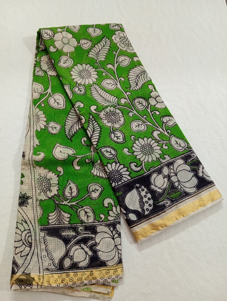Product : KALAMKARI KOTA COTTON JARI BORDER SAREES WITH BLOUSE -- KKCJS0018