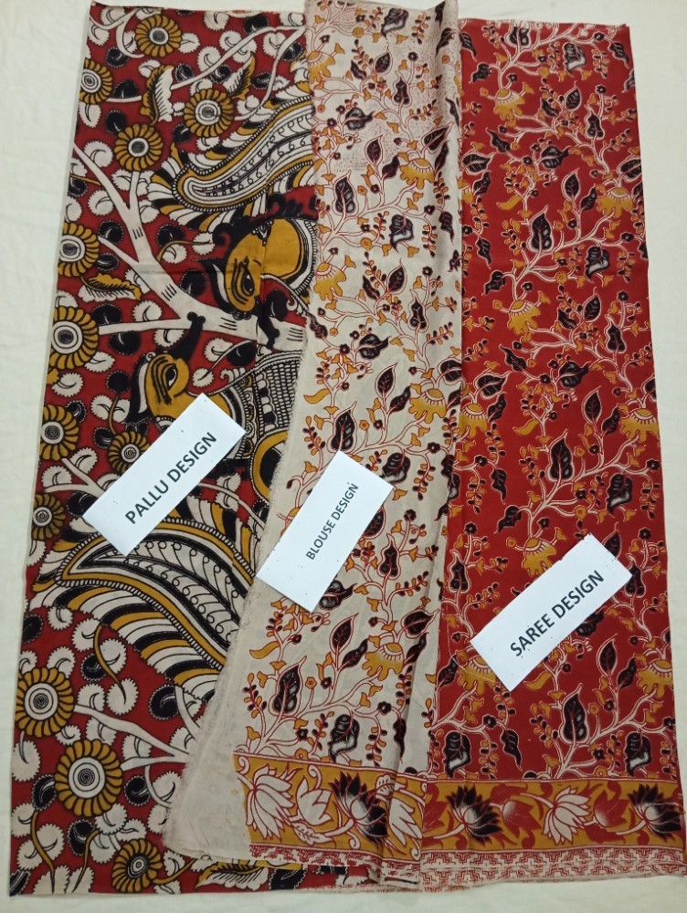 Product : KALAMKARI CHENNUR SILK SAREES WITH BLOUSE -- KCSS0020