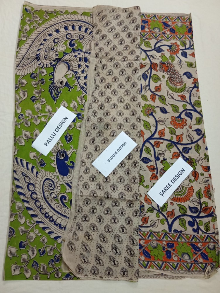Product : KALAMKARI CHENNUR SILK SAREES WITH BLOUSE -- KCSS0010